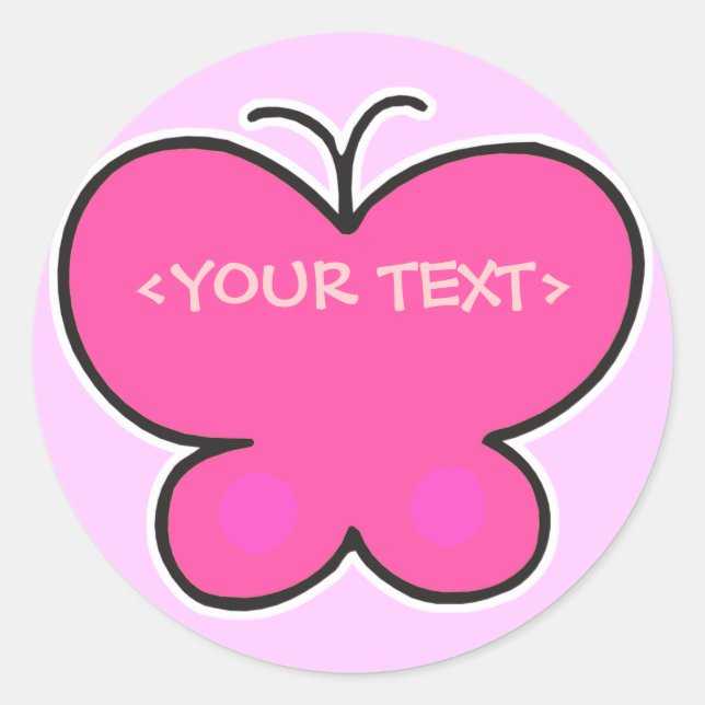 Adesivo borboleta rosa,<YOUR TEXT>,<YOUR TEXT> (Frente)