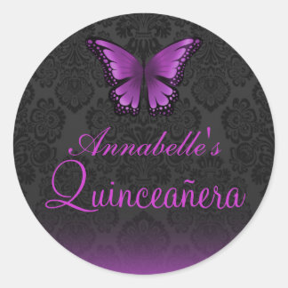 Adesivo Borboleta Roxa e Damasco Quinceañera Sticker