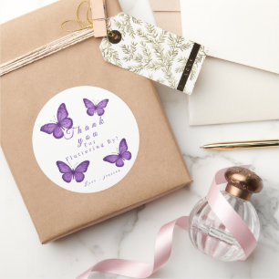 Adesivo Borboleta Roxa Elegante Personalizada Nupcial
