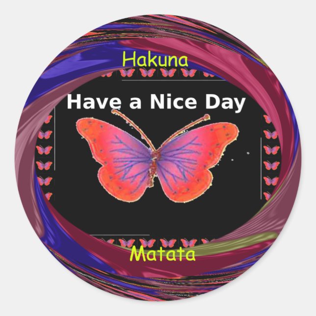 Adesivo Borboleta Roxa Laranja Tem um belo Impressão de ar (Frente)