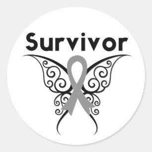 Adesivo Borboleta tribal do sobrevivente do cancro cerebra