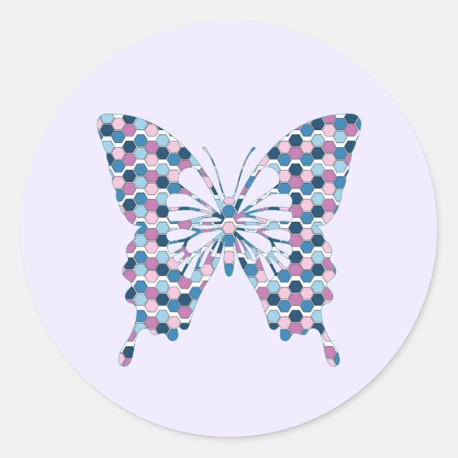 Adesivo Borboleta Twilight City Blue and Pink Hexagon (Frente)