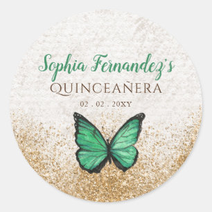Adesivo Borboleta Verde Esmeralda Rústica Vintage Dourada