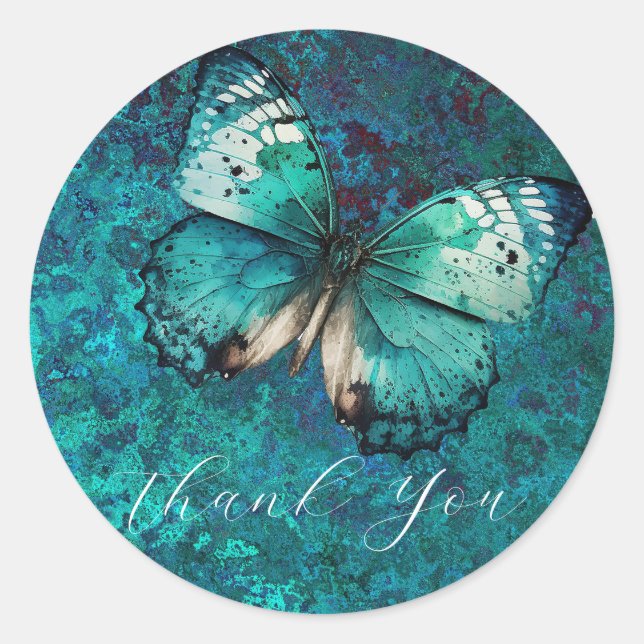 Adesivo Borboleta verde romântica obrigado você (Frente)