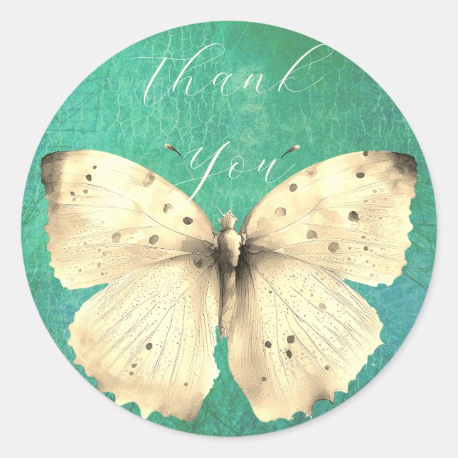 Adesivo Borboleta verde romântica obrigado você (Frente)