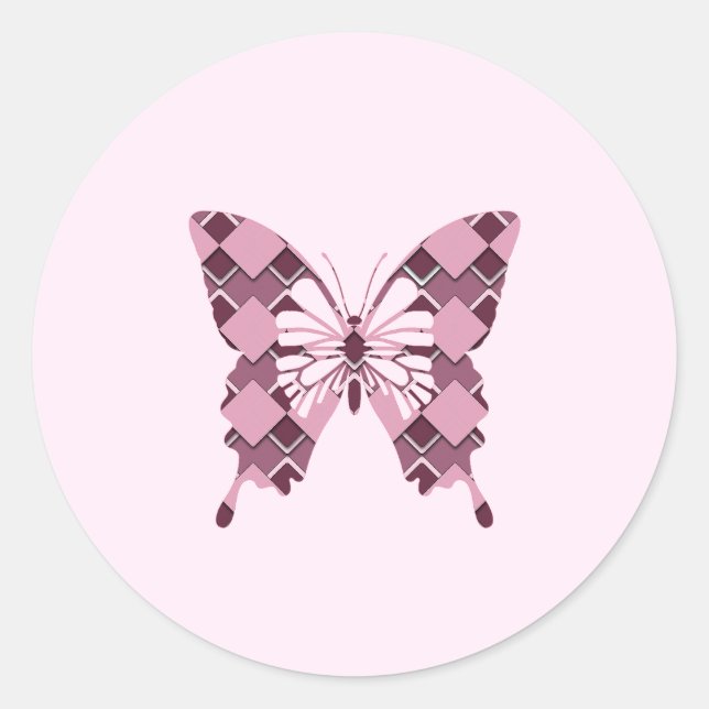 Adesivo Borboleta Verificada com diamante rosa-paixão (Frente)