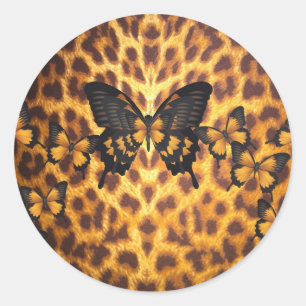 ADESIVO BORBOLETAS ALARANJADAS NO IMPRESSÃO DO LEOPARDO