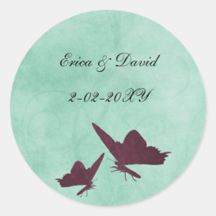 Adesivo borboletas aqua e de ameixa envolvem selas