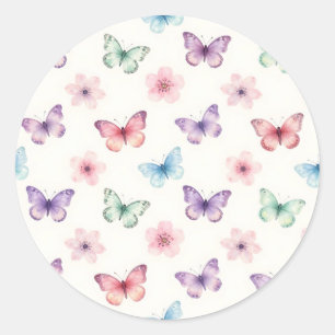 Adesivo Borboletas Aquarela Padrão Flores de Cerejeira