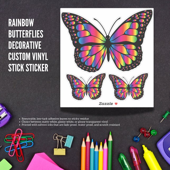 Adesivo Borboletas Arco-Íris Vinheta Personalizada Decorat (The Butterfly Studio
Rainbow Butterflies Decorative Custom Vinyl Stick Sticker)