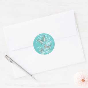 Adesivo Borboletas arte e damask aqua teal