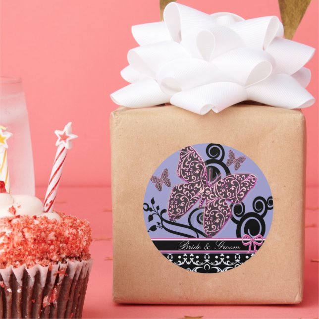 Adesivo Borboletas Brilhantes e Altas Inclinam Preto e Bra (Festa)