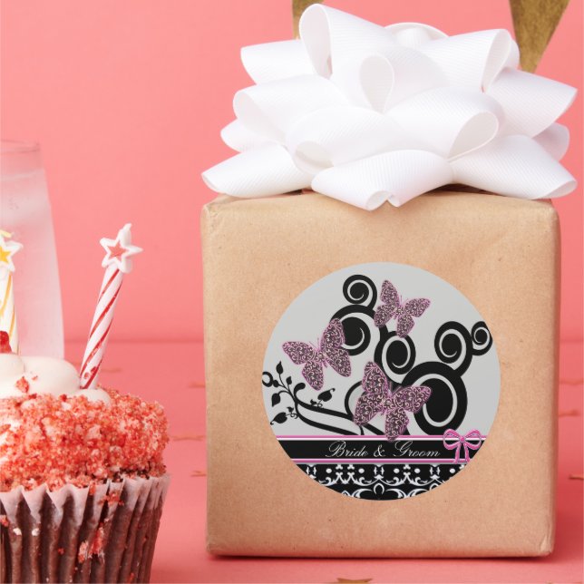 Adesivo Borboletas Brilhantes e Altas Inclinam Preto e Bra (Festa)