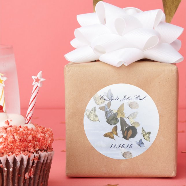 Adesivo Borboletas Brilhantes e Grossistas Inclinam Marinh (Festa)