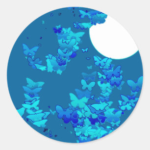 Adesivo Borboletas contra o céu azul noturno, paisagem lu