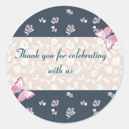 Adesivo Borboletas cor-de-rosa marinho obrigado você