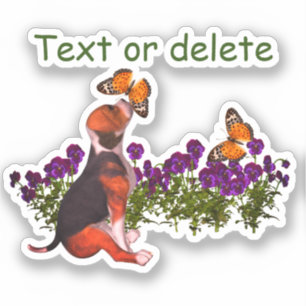 Adesivo Borboletas de Beagle Pansies Cute Personalizado
