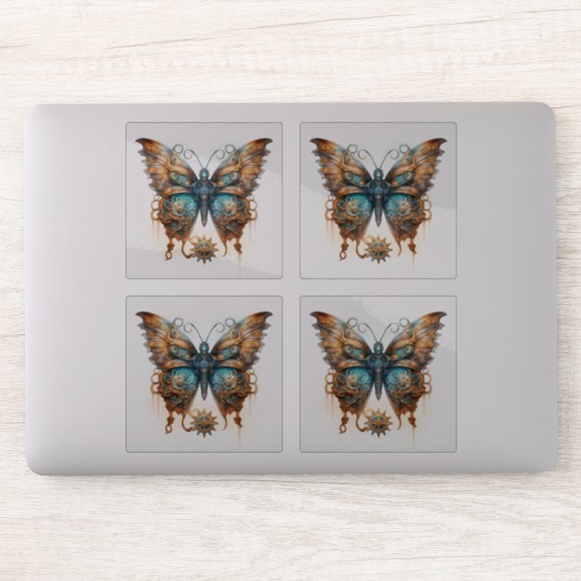 Adesivo Borboletas de Bronze Azul-Vedadas-Pau (Computador)