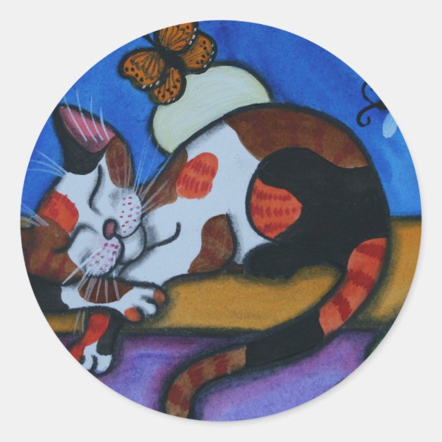 Adesivo Borboletas de Gato Dormindo e Dragões (Frente)
