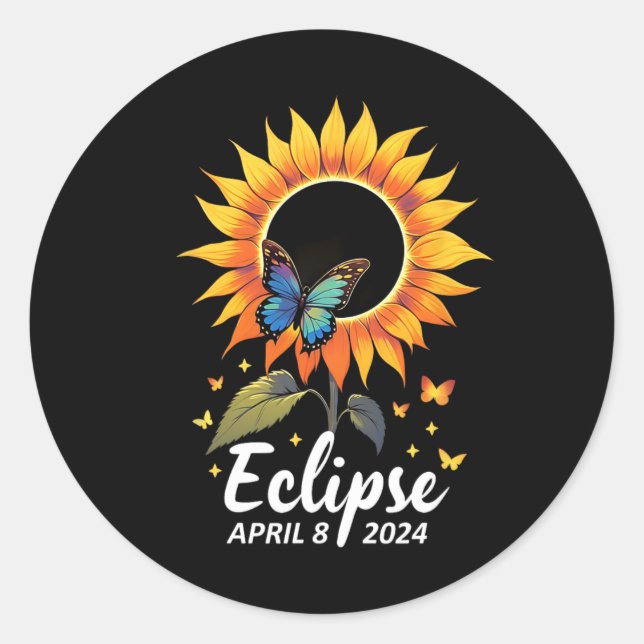 Adesivo Borboletas de girassol flores Eclipse solar total (Frente)