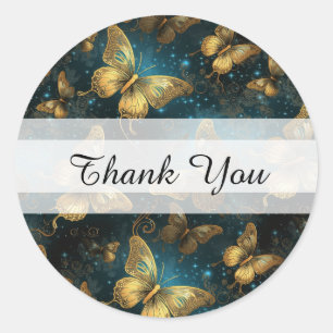 Adesivo Borboletas De ouro Muito Obrigado Pinheiros Redond