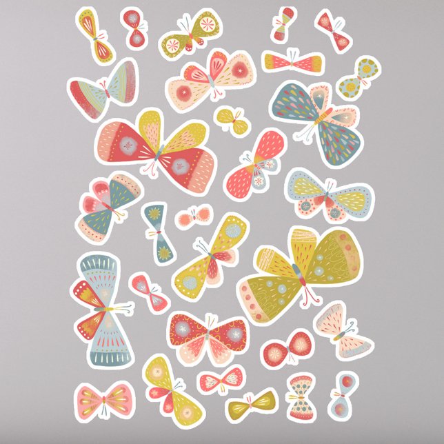Adesivo Borboletas de Pastel Divertidas (Fun butterfly sticker sheet)