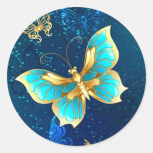 Adesivo Borboletas Douradas em um Fundo Azul