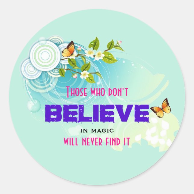 Adesivo Borboletas e flores com aspas mágicas (Frente)