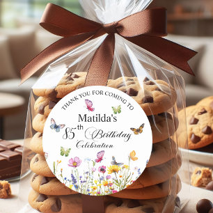 Adesivo Borboletas e flores selvagens Elegante 85.o aniver