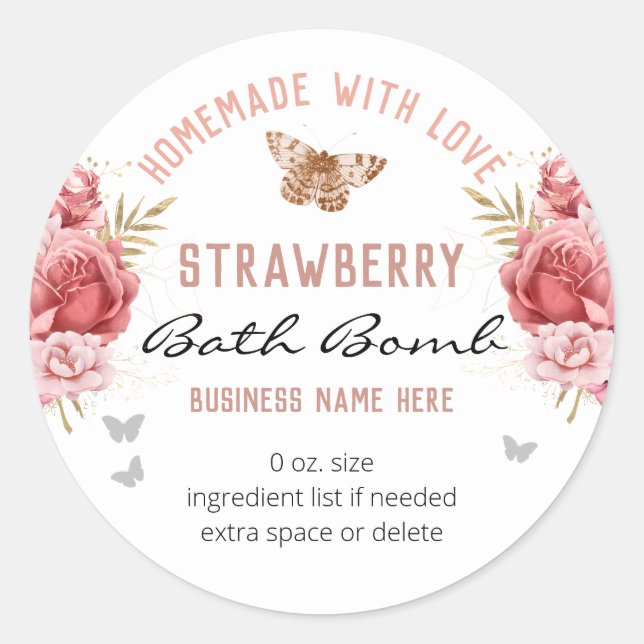 Adesivo Borboletas Florais Bombas de Banho Personalizadas  (Frente)