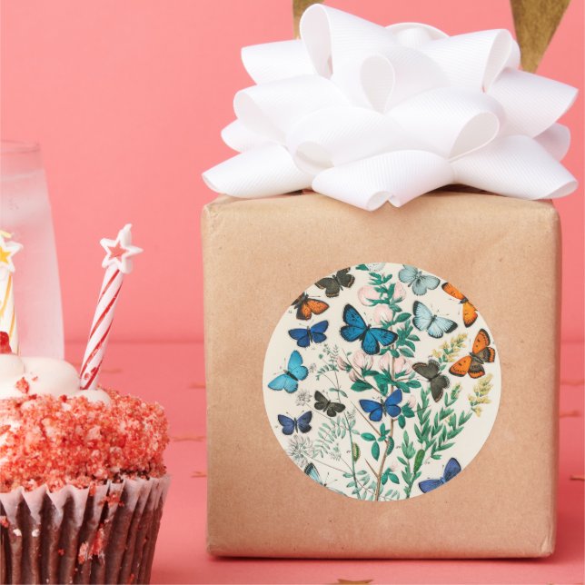 Adesivo Borboletas, ilustração de safra, (Festa)