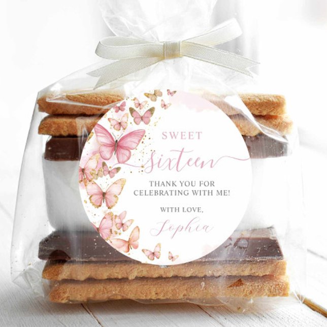 Adesivo Borboletas rosa bonito Doce 16 Quinceanera XV 15 (Criador carregado)