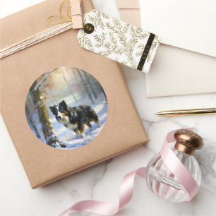 Adesivo Borda Collie Deixe-o nevar no Natal