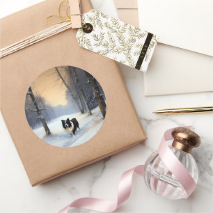 Adesivo Borda Collie Deixe-o nevar no Natal