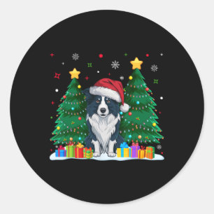 Adesivo Borda Collie Dog Passa Santa Hat no Natal