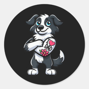 Adesivo Borda Collie I Ama Pai Cachorro Engraçado Tatuagem
