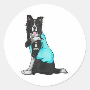 Adesivo Borda Collie I Love Mãe Tattoo Roupa Cachorro Mãe