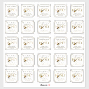 Adesivo Borda do rico de mel Dourado Metálico de Abelhas V