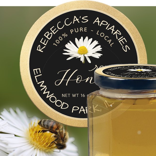 Adesivo Borda Dourada da margarida negra de mel em bruto (Criador carregado)