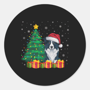 Adesivo Borda Feia Collie Santa Hat Cachorro das Luzes de 