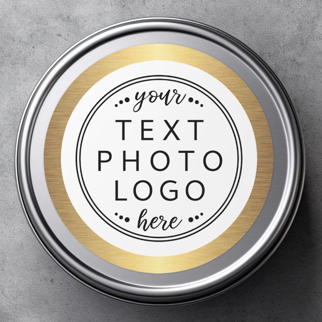 Adesivo Borda gradiente dourada logotipo personalizado fot (Sticker with golden gradient border and your custom logo or image)