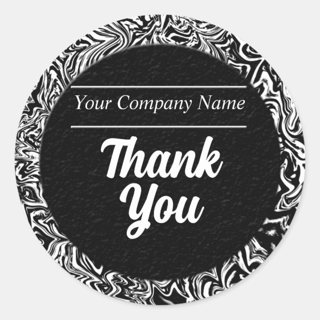 Adesivo Borda Padrão Preta e Branca Obrigado (Frente)