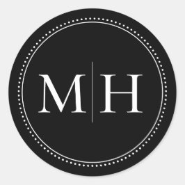 Adesivo Borda Pontilhada do Monograma Negro Mínimo Elegant