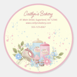 Adesivo Borda rosa personalizada do Compro de padaria e pa