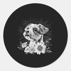 Adesivo Borda Terrie Dog Lover Estilo Retro Tatuagem