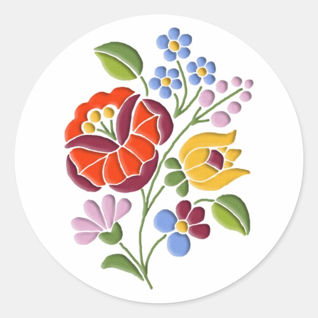 Adesivo Bordado de Kalocsa - Arte Folclórica Húngara (Frente)