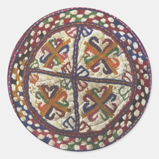 Adesivo Bordado Tribal Afegão: Topo do Chapéu (Frente)