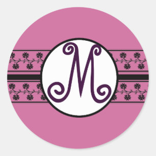 Adesivo Bordados de Casamento Monograma Ameixa