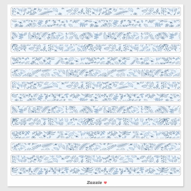 Adesivo Bordas Florais Bonitas em Azuis Boho (Folha)