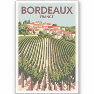 Adesivo Bordeaux France Vineyard Viagem Art Vintage
